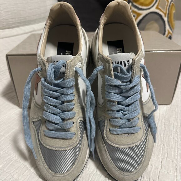 Limited Edition Golden Goose Running Sole Sneakers, white/grey/mauve, size 37 - Picture 2 of 6